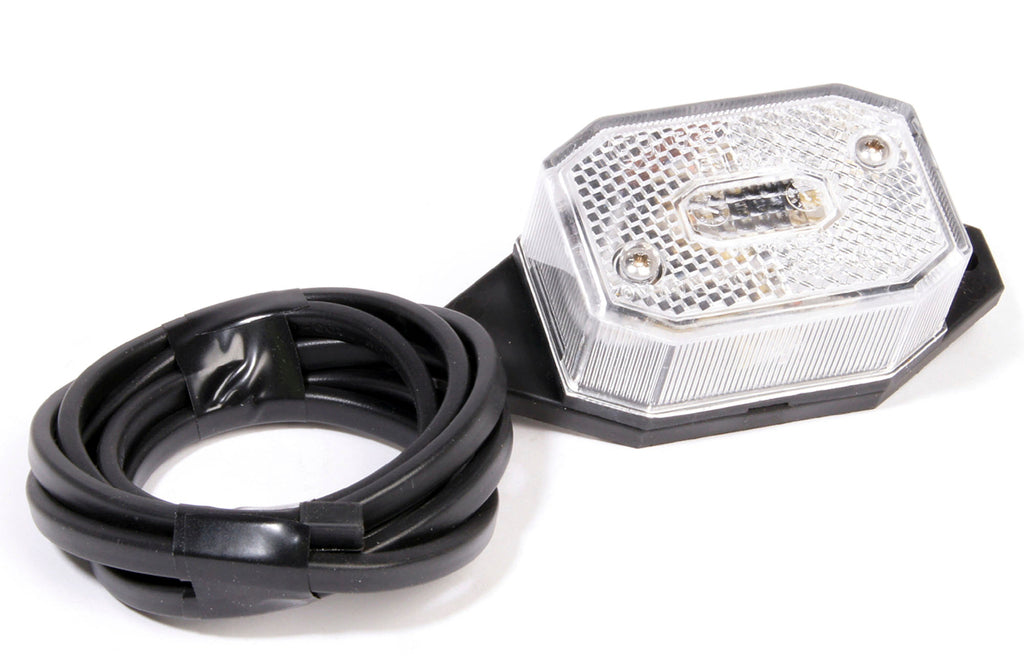 Brenderup Positionslygte, Flexipoint hvid 65x44x23mm med beslag og 1300mm kabel