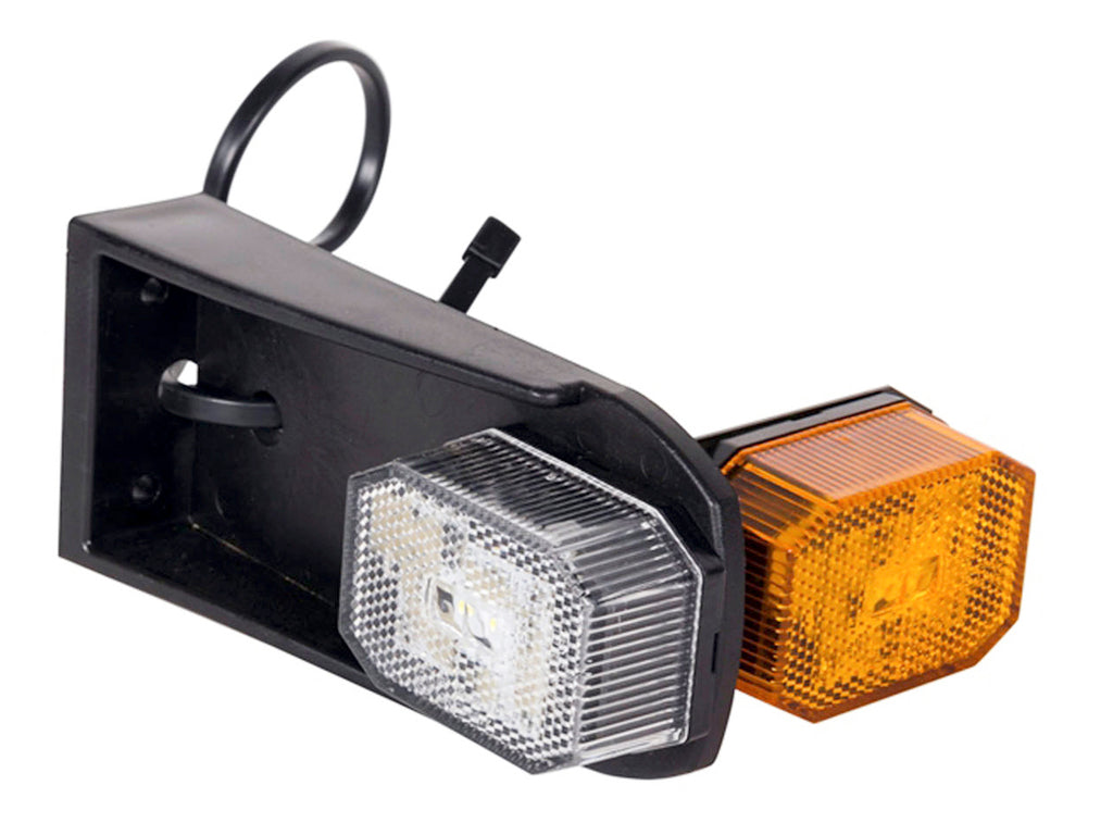 Brenderup Positions/sidemarkeringslampe, Flexipoint LED hvid med beslag, 250mm kabel